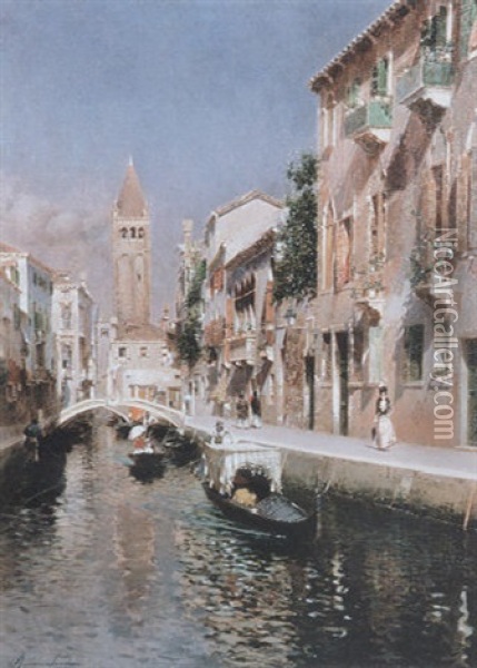 Canal S.barnaba, Venice Oil Painting - Rubens Santoro