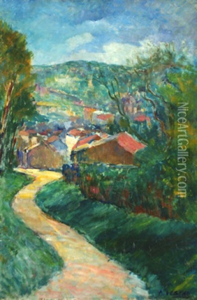 Chemin Sinueux Vers Le Village Provencal Oil Painting - Alcide-Marie le Beau