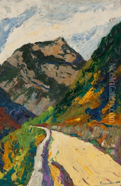 Gebirgslandschaft Mit Passstrasse Oil Painting - Eugene Brouillard