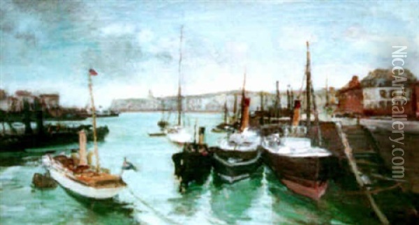 Le Port De Dieppe Oil Painting - Jacques-Emile Blanche