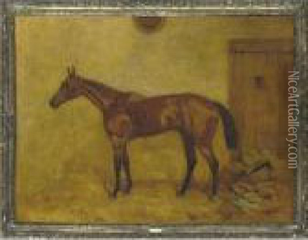 Mr. James R. Keene's Foxhall In A Stable Oil Painting - Harry Hall