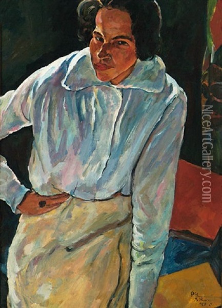 Damenbildnis Oil Painting - Erich Buettner