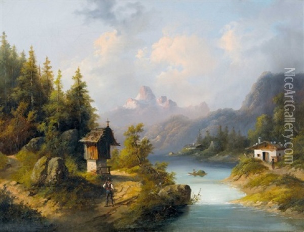 Sommerliche Alpenlandschaft Oil Painting - Jean Jaquet