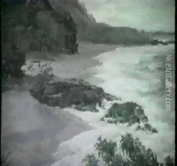 Kauai Coastal Scene Oil Painting - Horatio Nelson Poole