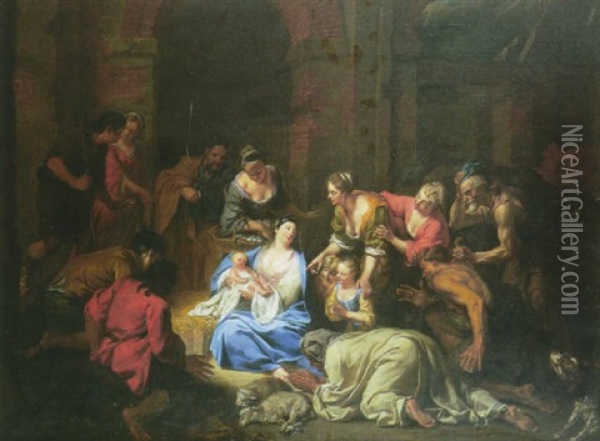 L'adoration Des Bergers Oil Painting - Jacob van Schuppen