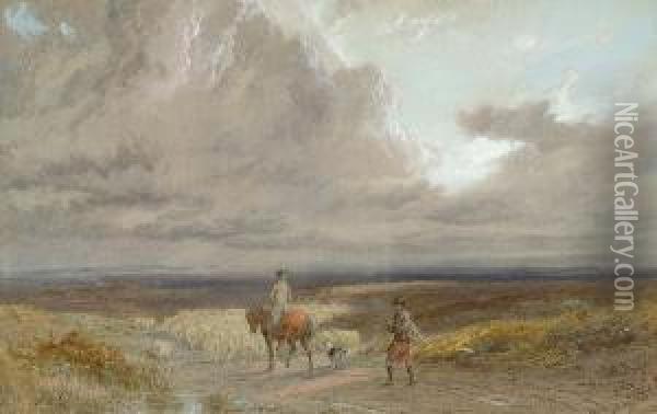 Herding Sheep Oil Painting - Edward Hargitt