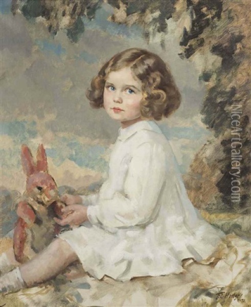 A Favourite Rabbit Oil Painting - Francis Edwin Hodge