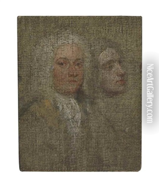 Portrait Of Two Gentlemen, Bust-length Oil Painting - William Hogarth