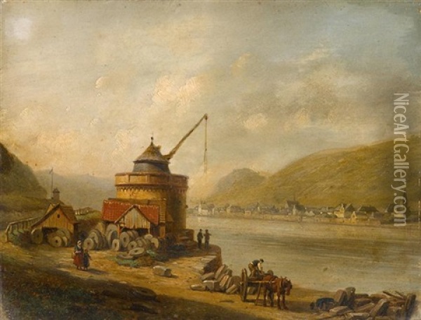 A View Of The Danube Oil Painting - Jacques Francois Carabain