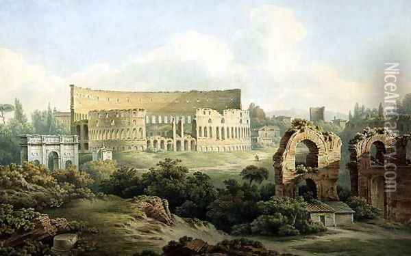 The Colosseum, Rome, 1802 Oil Painting - John Warwick Smith