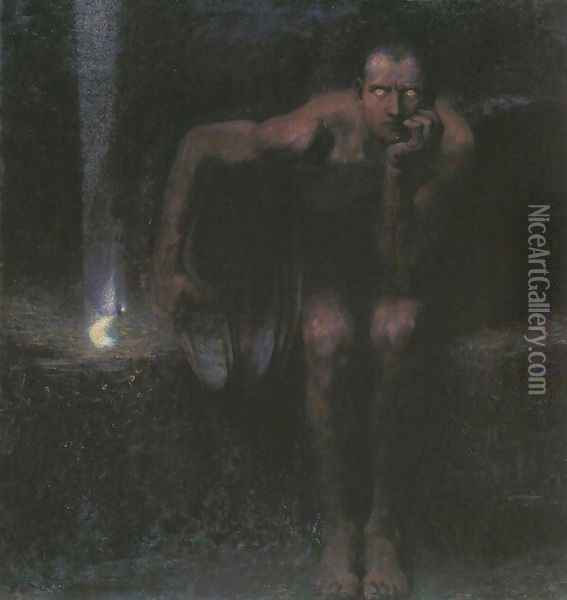 Lucifer Oil Painting - Franz von Stuck