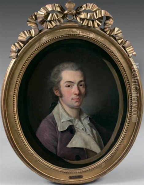 Portrait D'homme Au Col Ouvert Oil Painting - Nicolas Benjamin Delapierre