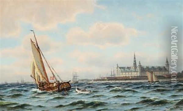 Seascape At Kronborg Oil Painting - Johan Jens Neumann