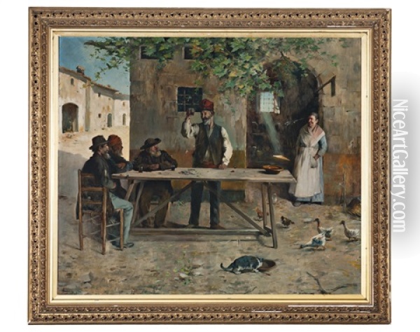 Bebedores En Una Posada Oil Painting - Luis Graner y Arrufi