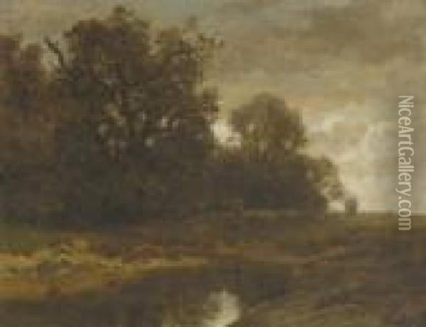 Baumlandschaft Mit
 Bachlauf. Oil Painting - Ludwig Willroider