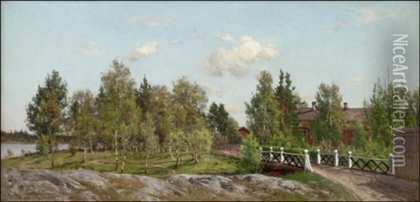 Vanha Kotisilta Oil Painting - Magnus Hjalmar Munsterhjelm