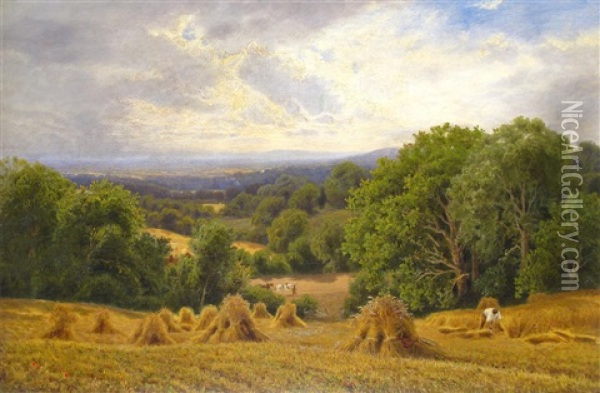 View Of The Surrey Hills Oil Painting - John Clayton Adams