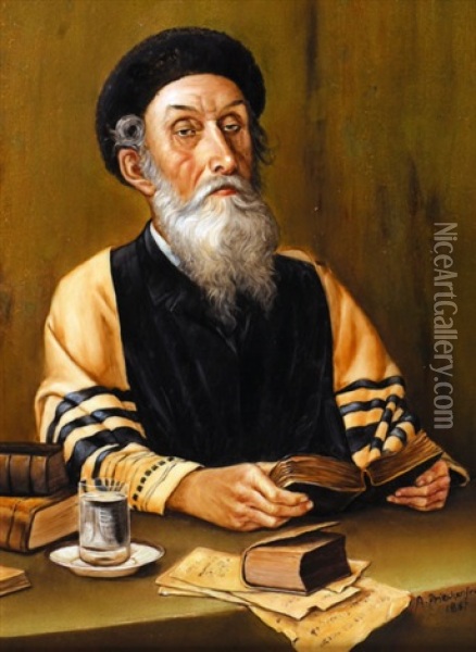 Portrait Rabbi Oil Painting - Alois Heinrich Priechenfried