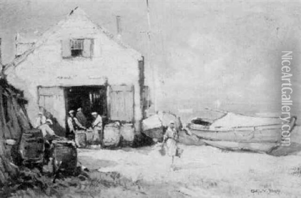 Provincetown Fisherfolk Oil Painting - Arthur Vidal Diehl