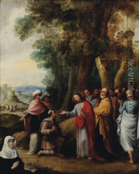Le Christ Et Les Apotres Oil Painting - Willem van Nieulandt the Younger