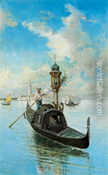 In Der Lagune Von Venedig Oil Painting - Mariano De Franceschi