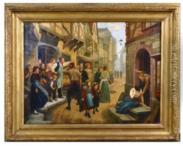 Allegorical Street Scene With Figures Oil Painting - Hermann Kaulbach