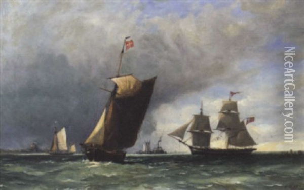 Off Harwich Oil Painting - Ebenezer Colls