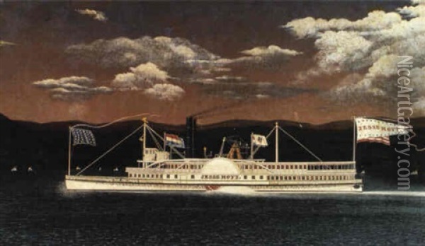 Steamboat 'jesse Hoyt' Oil Painting - James Bard