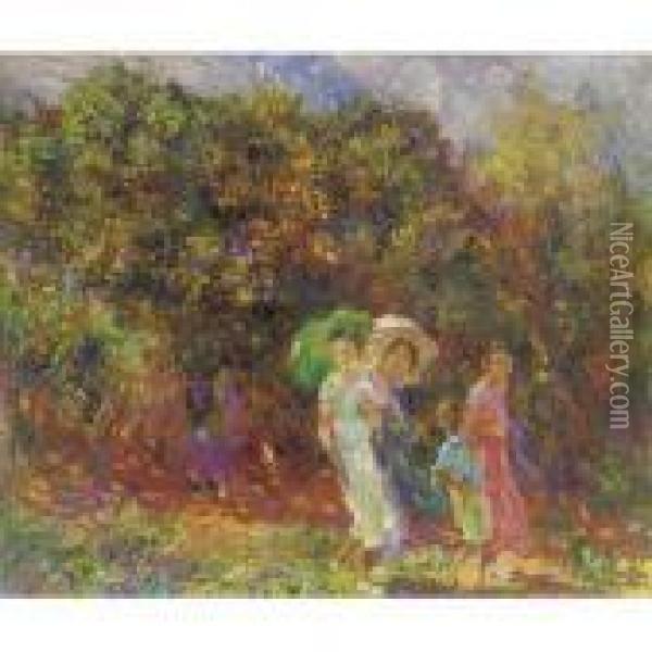 Passeggiata Nel Parco Oil Painting - Plinio Nomellini