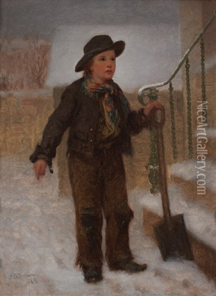 Get'in Ready To Shovel Oil Painting - John George Brown
