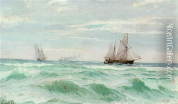 Fiskerbade Pa Havet Oil Painting - Carl Ludvig Thilson Locher