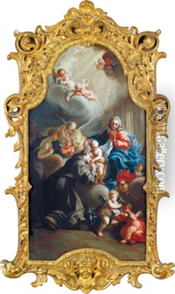 Die Madonna Mit Dem Jesuskind Erscheint Dem Heiligen Antonius Oil Painting - Michelangelo Unterberger