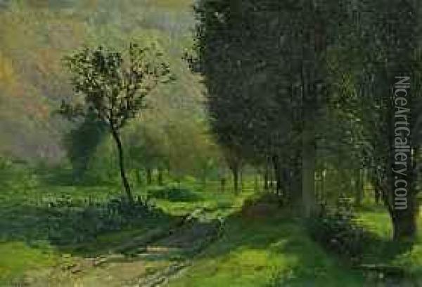 Dans Les Champs De Gaillard, Haute-savoie Oil Painting - Francois Adolphe Grison