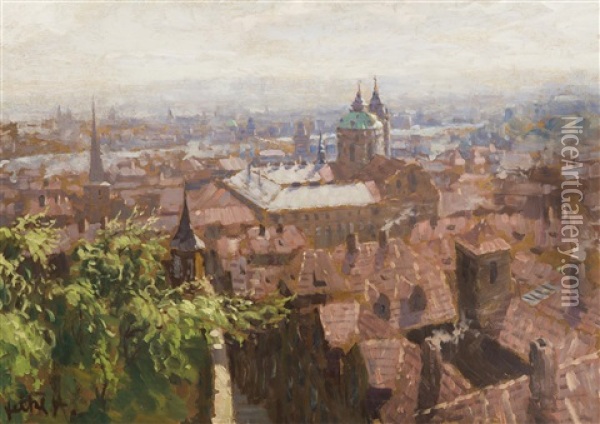 A View Of The Lesser Town Oil Painting - Stanislav Feikl