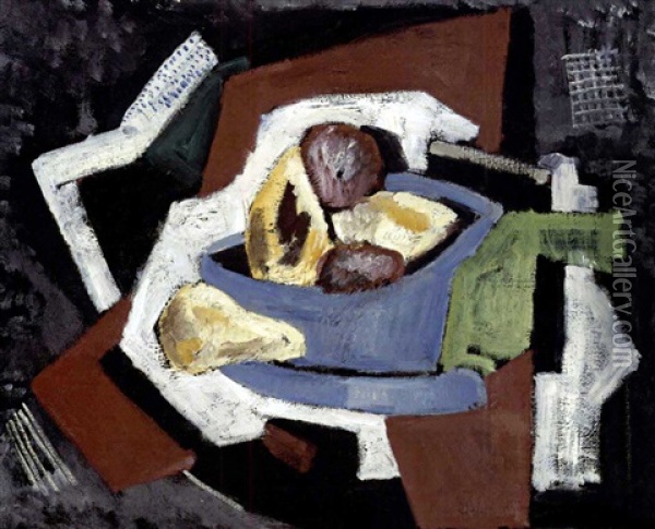 Still Life With Blue Bowl Oil Painting - Marsden Hartley