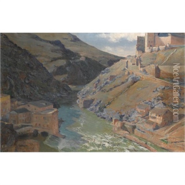 El Tajo, Toledo (the River Tajo, Toledo) Oil Painting - Aureliano De Beruete