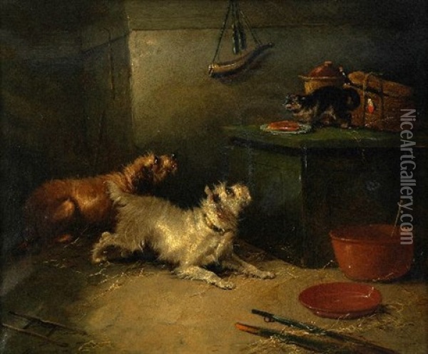 Two Dogs And Their Future Meal Oil Painting - George Armfield