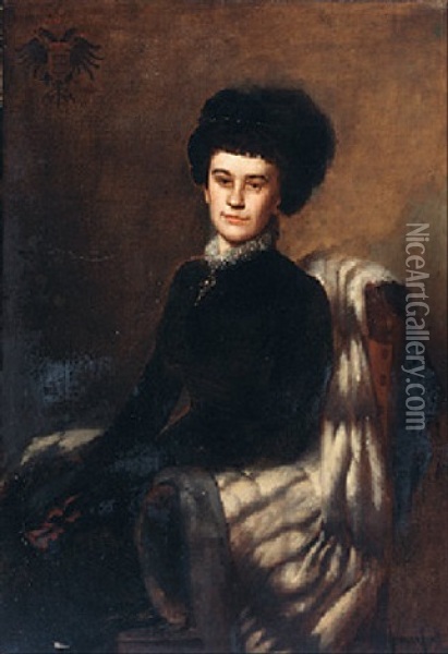 Portrait Of Pauline Countess Von Arco, Nee Oswald, Wife Of Aloys Count Von Arco Oil Painting - Hermann Kaulbach