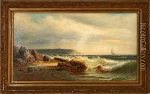 Coastal Scene With Rocks Oil Painting - Johan Knutson