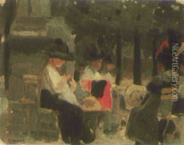 Conversation Au Parc Monceau Oil Painting - Karpo Tchirakhov