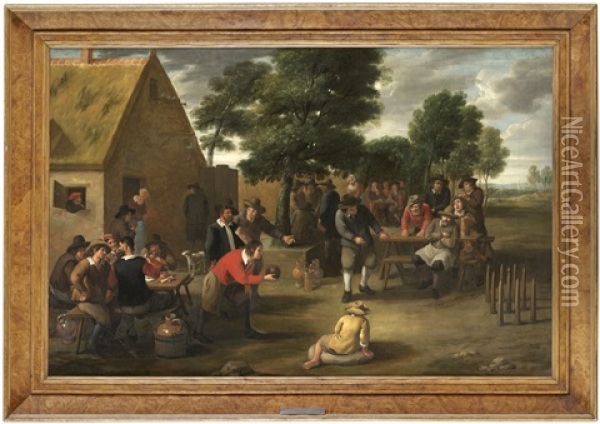 Kagelspelarna Oil Painting - Matheus van Helmont