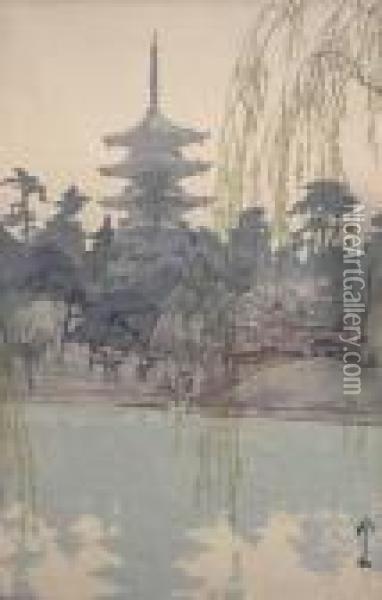 ''sarasawa Pond'' Oil Painting - Hiroshi Yoshida