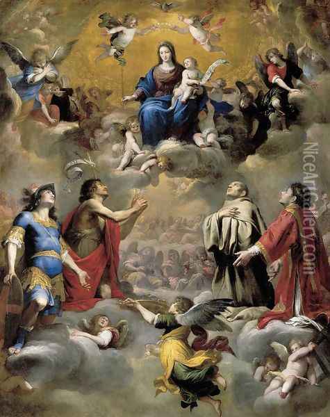 Virgin and Child in Glory with Saints 1655 Oil Painting - Giovanni Battista Carlone