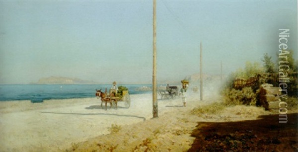 A Country Road, Mondello, Sicily Oil Painting - Francesco (Luigi) Lojacono