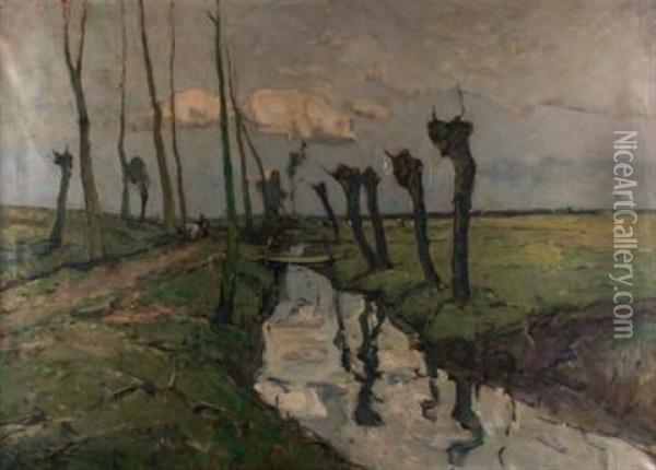 Les Polders Oil Painting - Frans Hens