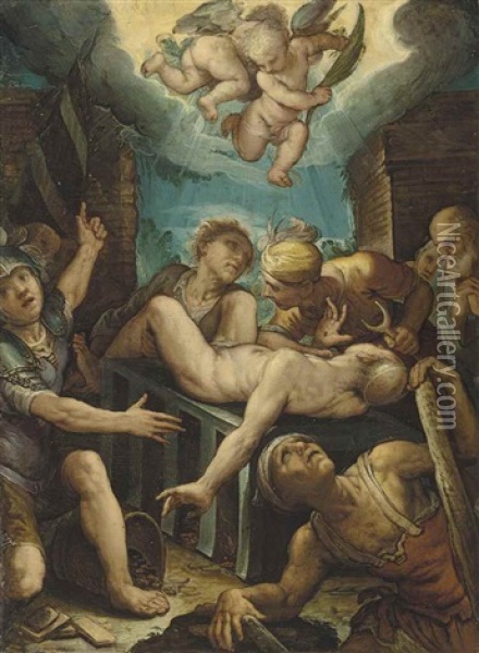 The Martyrdom Of Saint Lawrence Oil Painting - Ferrau Fenzoni