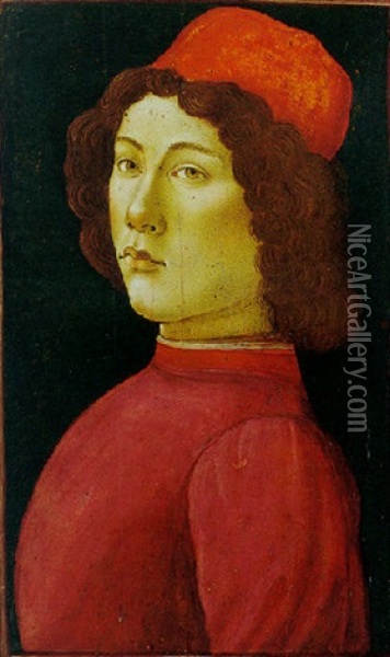 Portrait Of A Young Man In A Red Cap Oil Painting - Sandro Botticelli