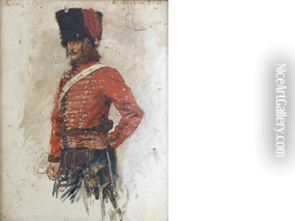 Portrait Of A Soldier Oil Painting - Emmanuel Bachrach-Baree