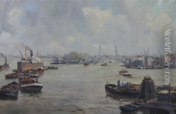 Harbour Scene Oil Painting - Gerard Delfgaauw