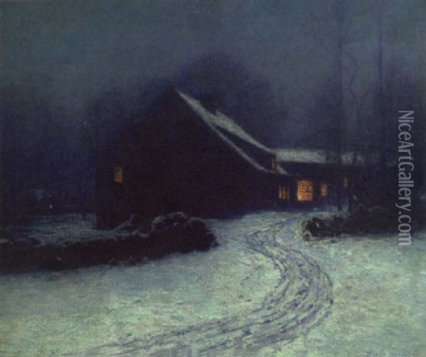 The Old Inn At Cos Cob Oil Painting - Lovell Birge Harrison